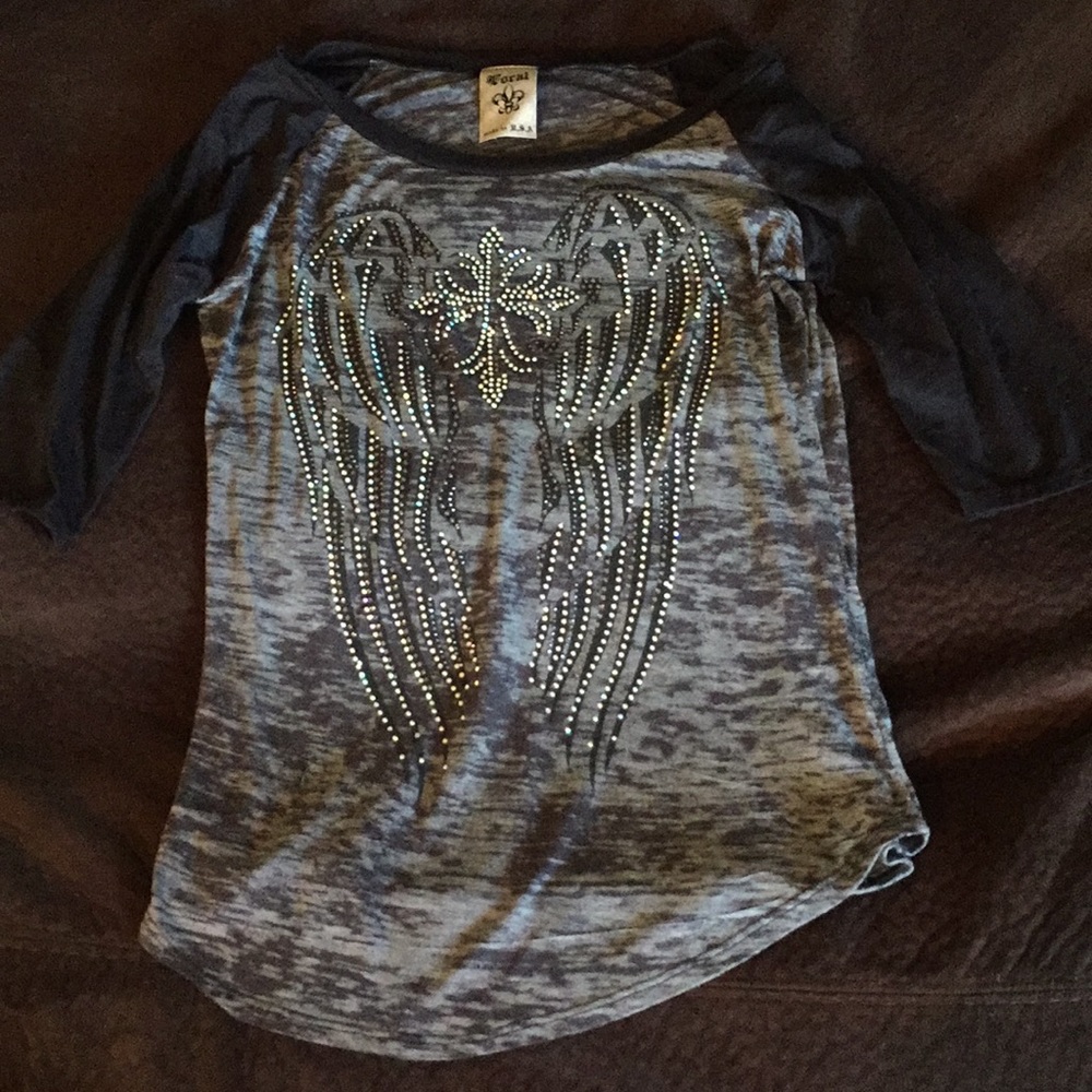 Embellished T-shirt with Wing detail